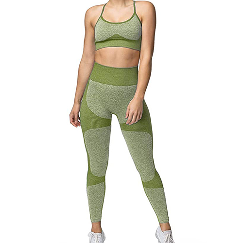 VOXATI Women Fluorescent Green Solid Sports Bra & Tights Gym Yoga Training  Set